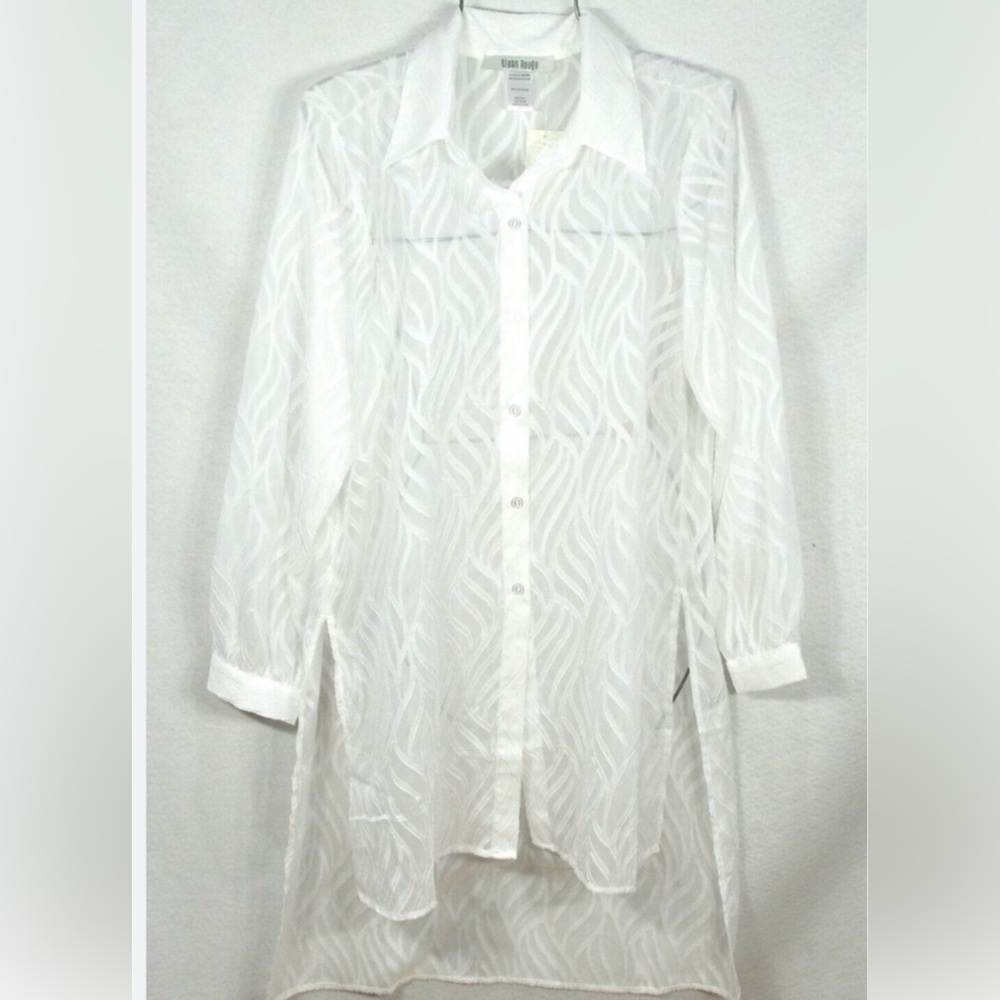 Sloan Rouge White Textured Button Down Long Sleeve